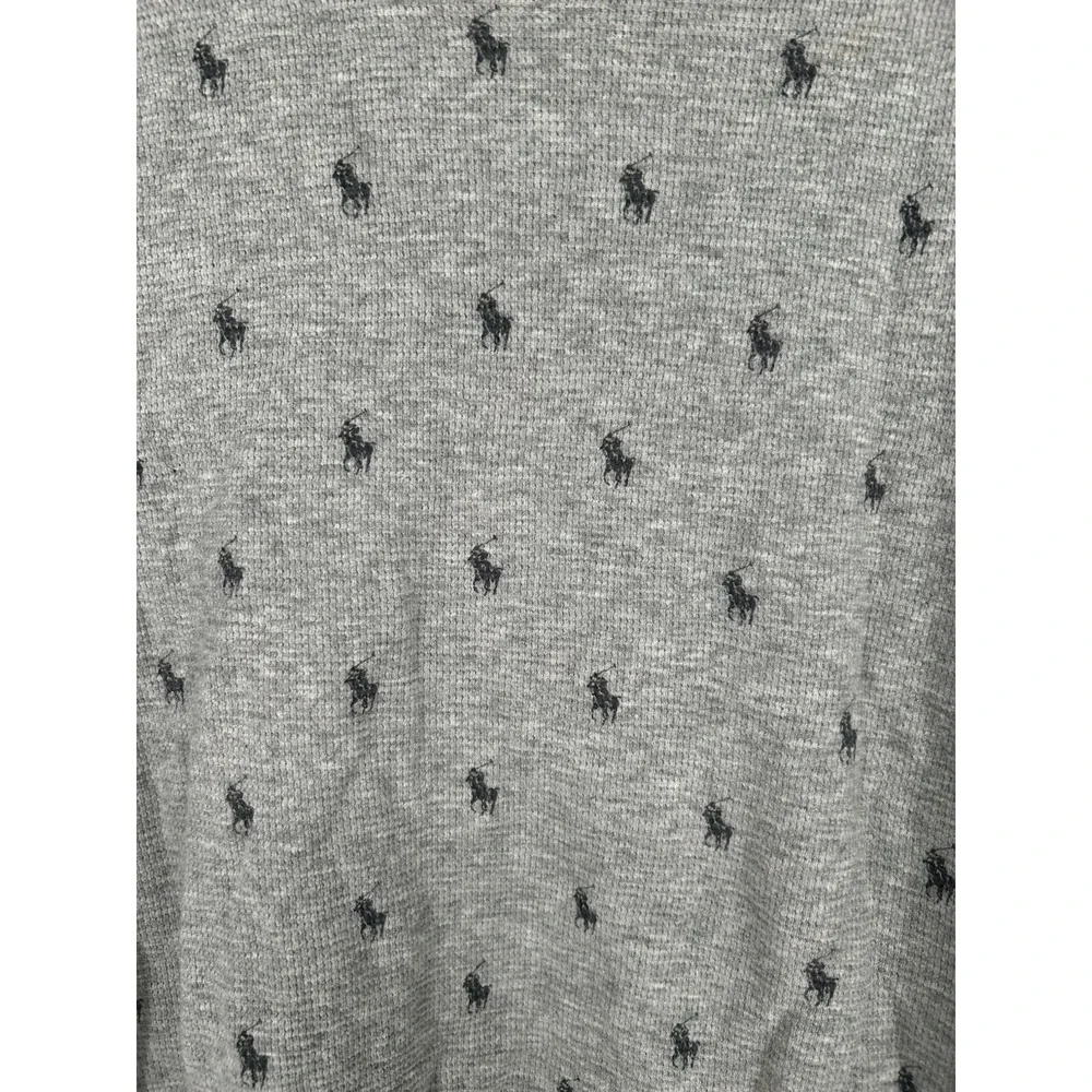 Polo Ralph‎ Lauren Pony Logo AOP All Over Print Logo Thermal Waffle Knit Small